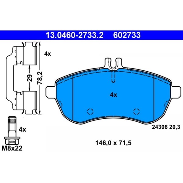 Bremsbelagsatz Scheibenbremse Ate 13.0460-2733.2 FüR Mercedes-Benz C-image