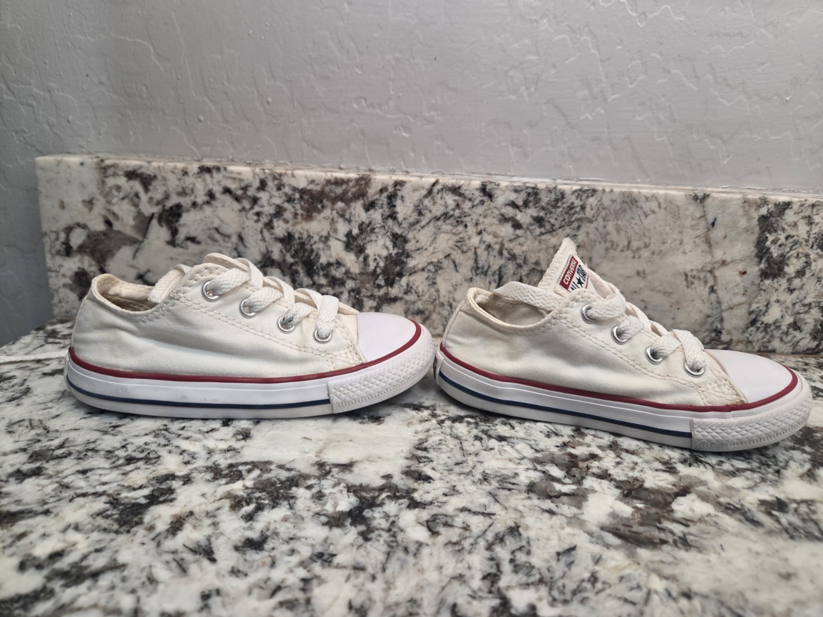 Converse All Star White Canvas Low Top Sneakers Unisex Kids Size 8 thumbnail 7