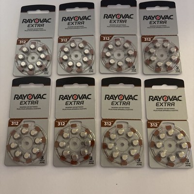 NEW! Rayovac Extra Size 312 Hearing Aid Batteries 8 Packs Of 8 (64) Expire 08/26