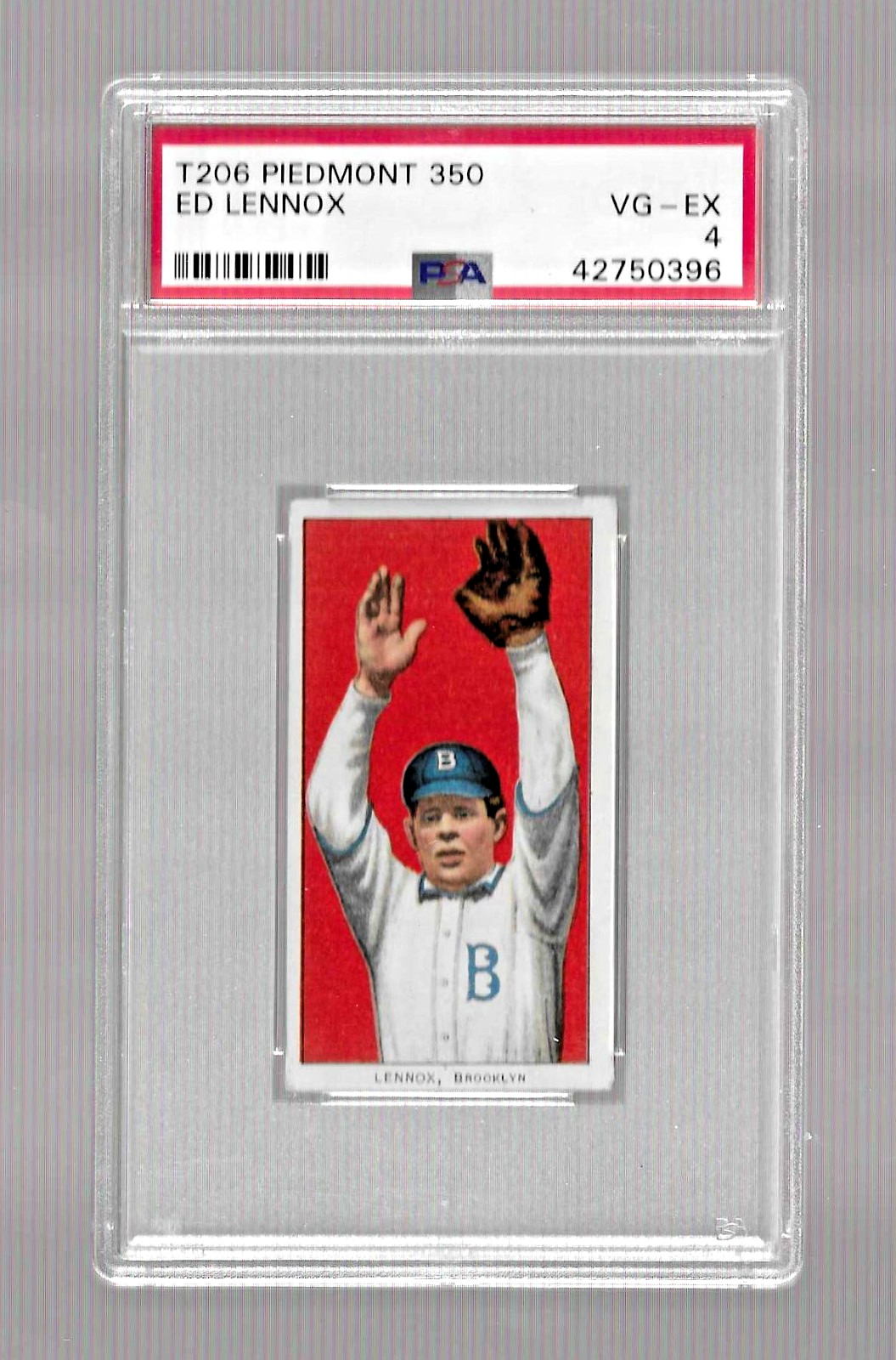 1909-11 T206 PIEDMONT 350 TOBACCO BASEBALL CARD PSA 4 NQ ED LENNOX MLB BROOKLYN