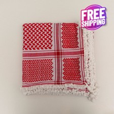 Jordanian Red White Shemagh Scarf Traditional Middle Eastern Headwear