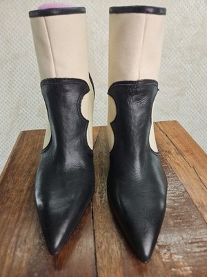 Dolce Vita Noraya Ankle Boots Womens 7.5 Back Zip 3.5'' Heels Leather/Canvas NWOB