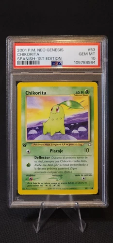1st Edition Spanish Chikorita 53/111 Neo Genesis PSA 10 Pop 1