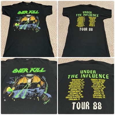 Vintage 80s Overkill Under The Influence Tour 1988 Double Sided Metal Thrash