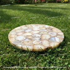 12" Brown Agate Coffee Table Slab | Natural Gemstone Slab Luxury Stone Decor Top
