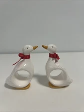 Vintage Pair of White Ceramic Duck Napkin Holders by Ron Gordon Designs 1983