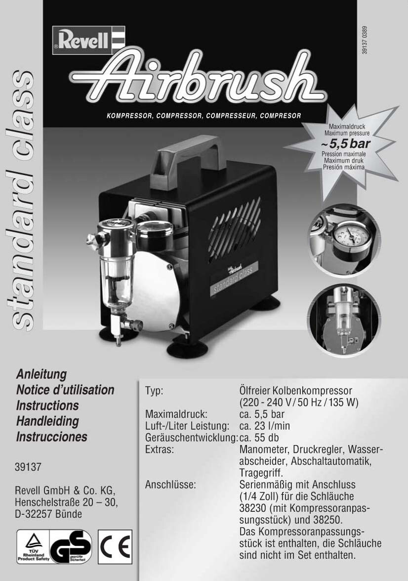 REVELL 39137 AIRBRUSH - KOMPRESSOR STANDARD CLASS NEU