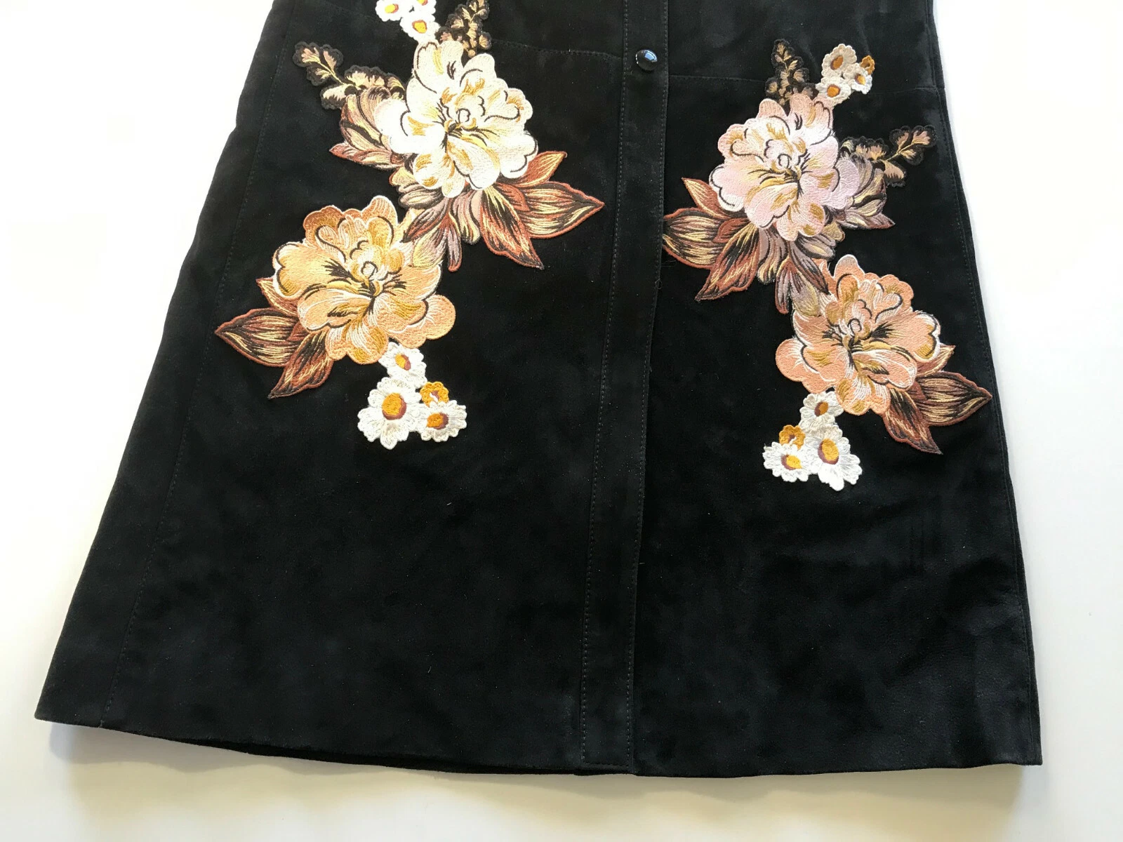 Abito da passerella in pelle scamosciata nero nuovo con etichette Coach ricamato con etichette ~ $1400 al dettaglio!