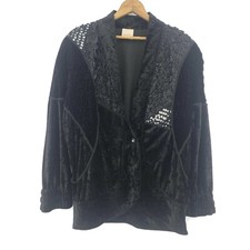 Vintage Meico Dorette for Evening Black Velvet Jacket Plus Size Blazer Lagenlook