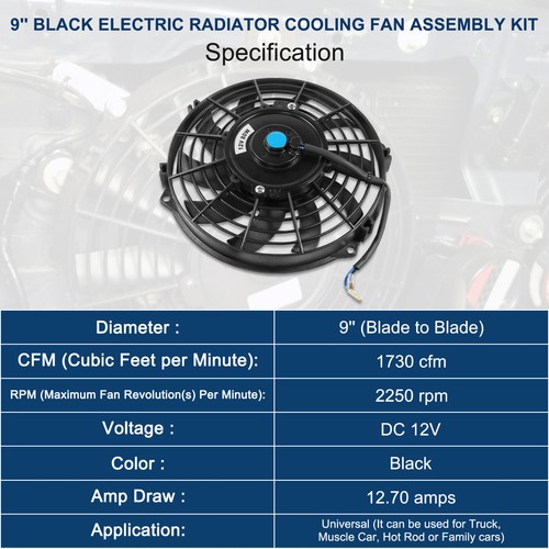 9 inch 12V Slim Fan Push Pull Electric Radiator Cooling Fan Mount Kit Universal - Picture 5 of 7