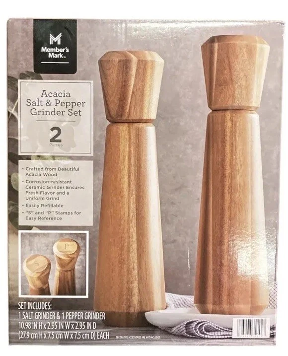 Member's Mark Acacia Salt and Pepper Mill Set (Natural)