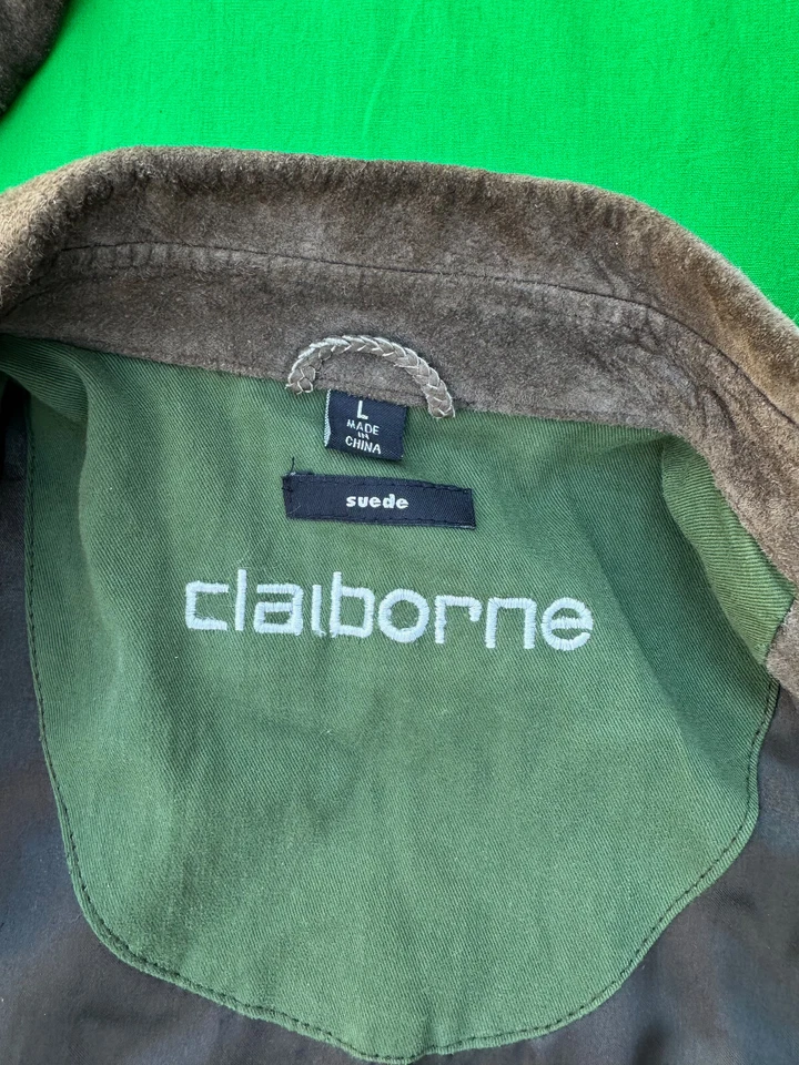 Camisa chaqueta vintage de cuero de gamuza para hombre Claiborne talla L. Foto 3 de 4