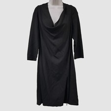 $2225 Versace Women's Black Cowl-Neck Cutout Side-Slit MIDI Dress Size 46