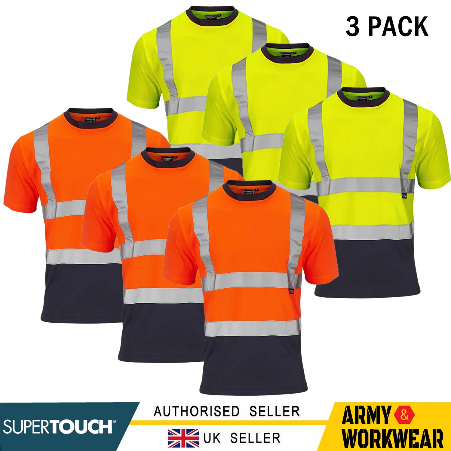 3 x Supertouch Hi Viz T Shirt 2 Tone Visibility Short Sleeve Reflective Tape
Opens in a new window o