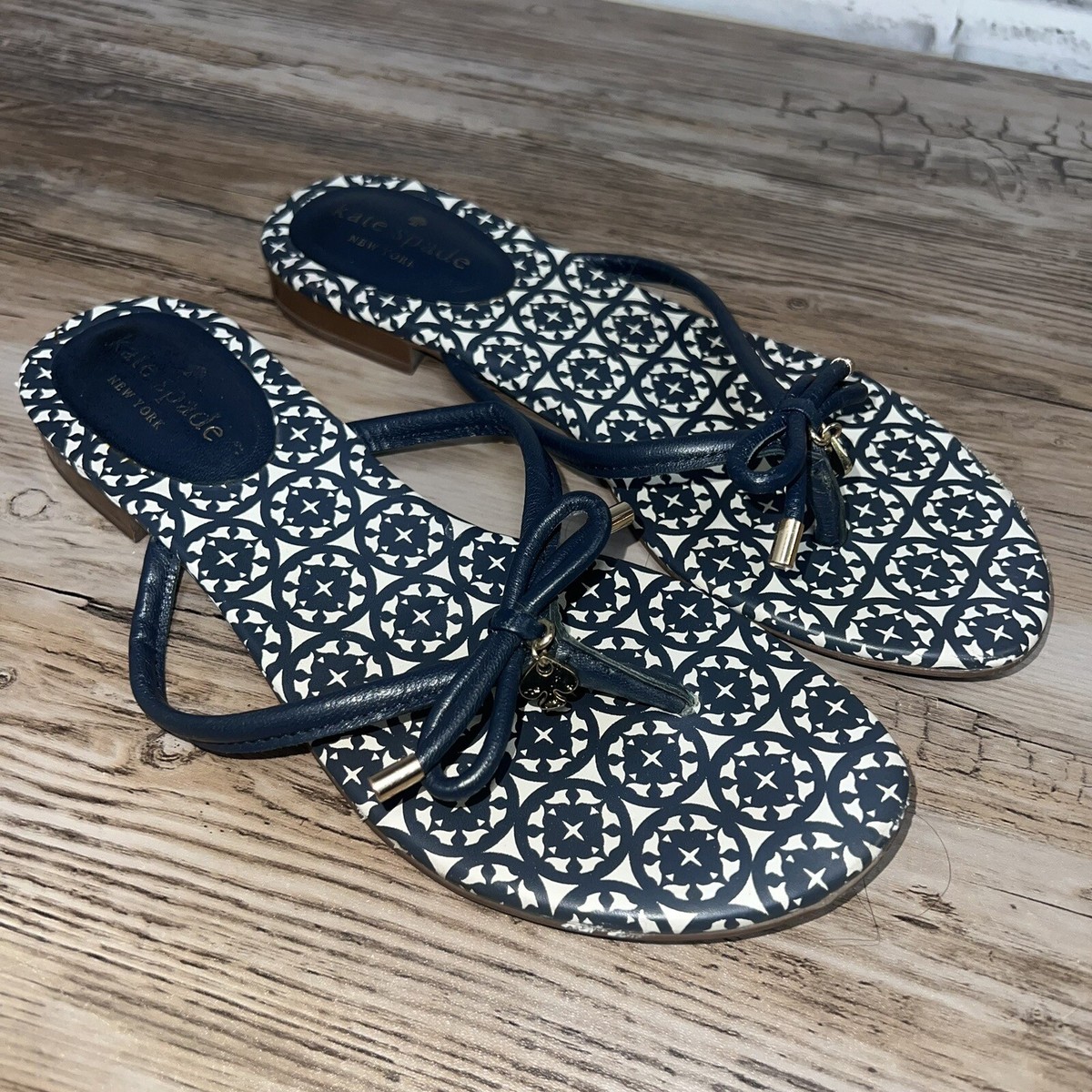 Kate Spade Navy Blue Logo Sandals Slippers 6.5 M | eBay