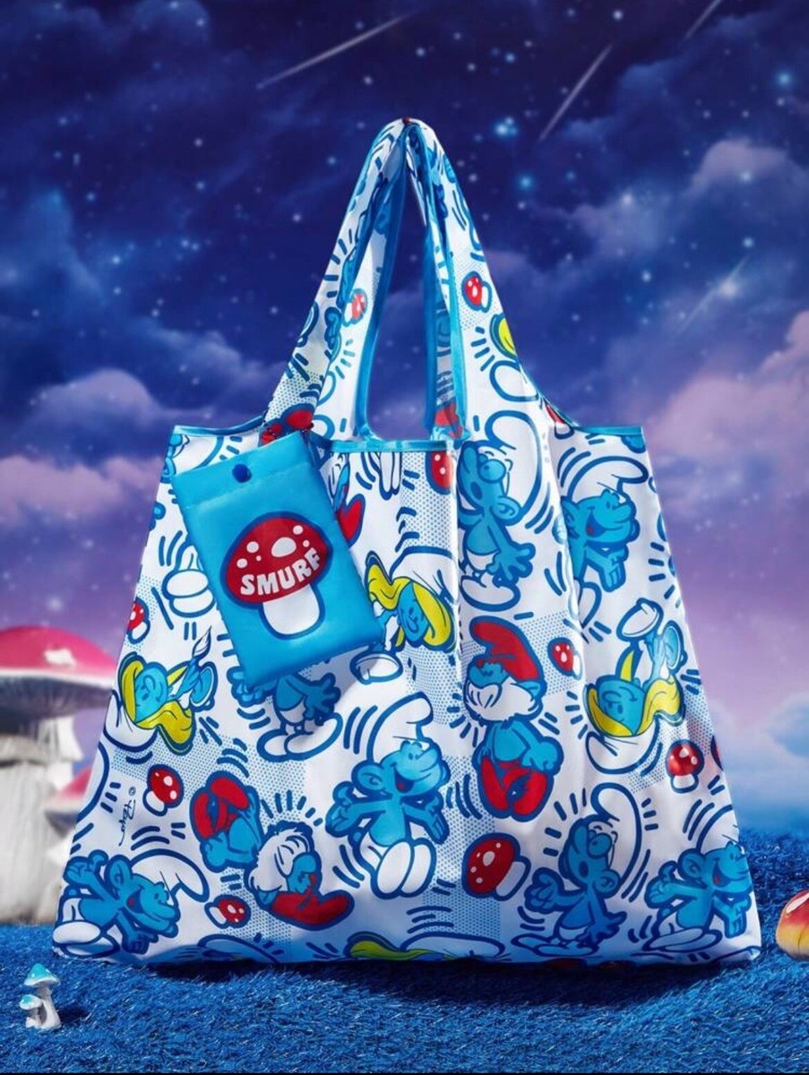 ★TOUT Y EST★ Smurf Baguette String Shoulder Bag 3 colors S New 20” SMURFS Handbag SMURFETTE Purse PAPA SMURF Tote BLUE