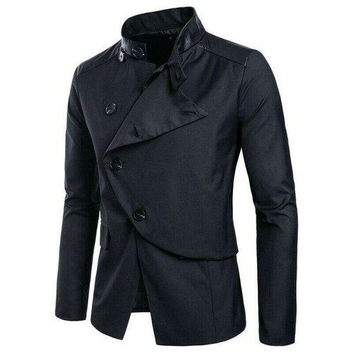 Men's Occident Stand Collar Suit Jacket Slim Fit Long Sleeve Casual Coat Top New - Picture 5 of 19