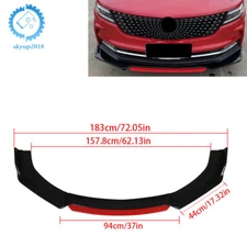 Red 2 Layer Lip Front Bumper Lip Spoiler Splitter Protector Universal Car