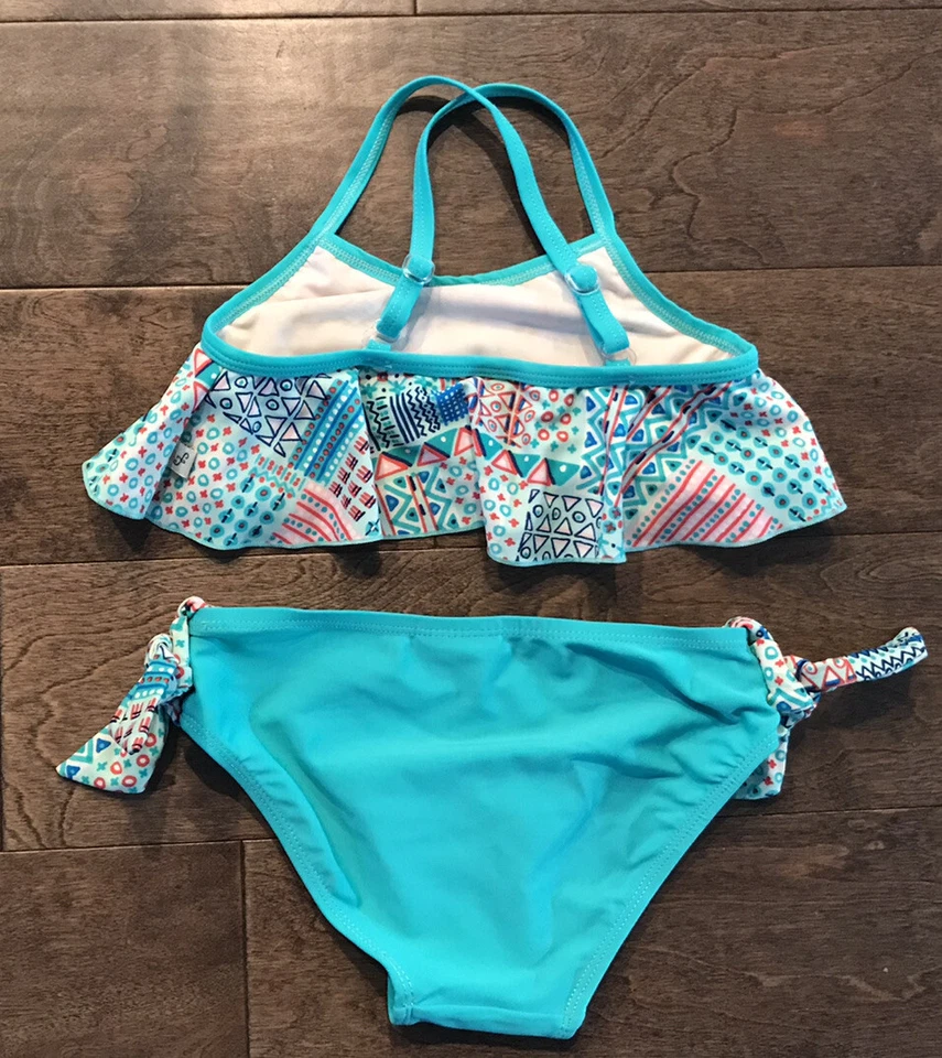 Maiô feminino FLOATIMINI 2 peças estampa geométrica alças conversíveis tamanho 6X - Imagem 2 de 4