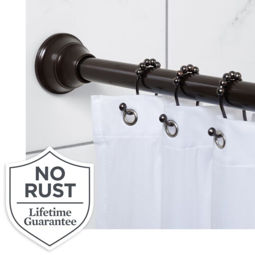 Wave Finial No Rust 43” to 72” Adjustable Tension Shower Curtain Rod, Bronze