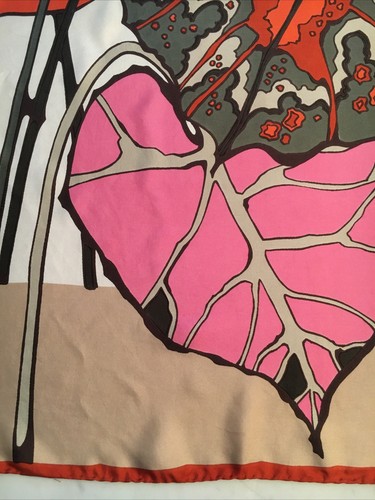 Vtg LA MENDOLA Scarf Pop Art Floral Print 33” Sq Hand Rolled & Stitched 60-70’s - Picture 8 of 12