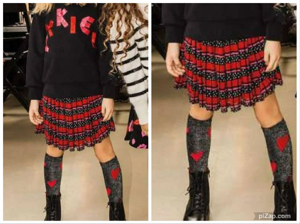 ЮБКА ДЛЯ ДЕВОЧЕК SONIA RYKIEL PARIS КРАСНАЯ ЧЕРНАЯ ПОЛОСА ЗВЕЗДЫ НАТЯГИВАЮТСЯ НА КРЕП МИНИ БЛИК 8 - Изображение 2 из 4