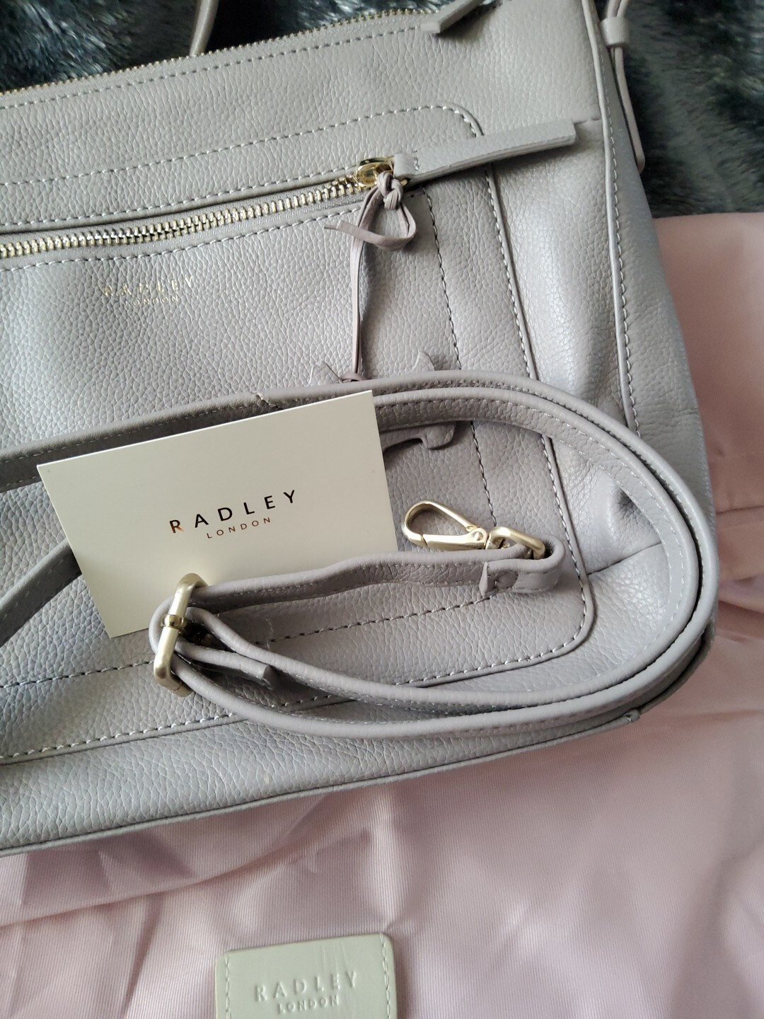 RADLEY "MADDOX ( MADDOOX )STREET" LARGE ASH GREY LEATHER MULTIWAY BAG