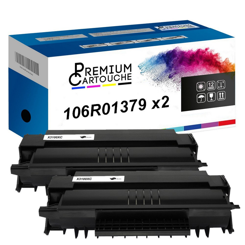 Toner 106R01379 noir compatible Xerox lot de 2 pour éviter les pannes d'encre et les textes pâles