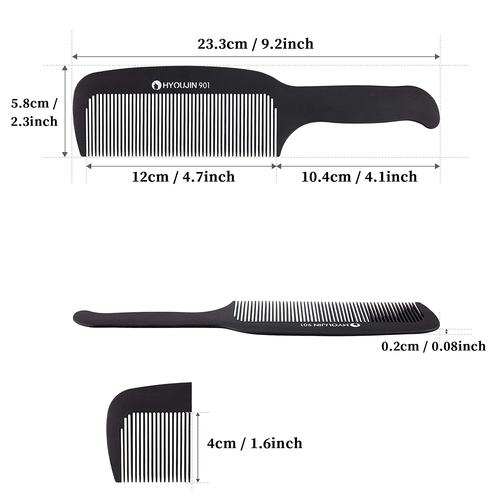 901 Black Carbon Flat Top Haarschneidemaschine Kamm, Hitzebeständiger Haarschneidekamm - Bild 4 von 12