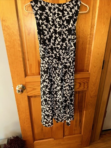 MOTHERHOOD Maternity Dress Lined Black/Ivory Butterfly Sleeveless Size Small - Picture 4 of 4