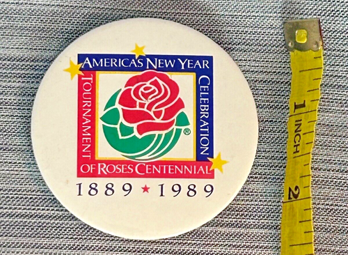 100th Anniversary of the Rose Parade Pasadena California Pinback Pin 1889 - 1989 - Picture 2 of 3