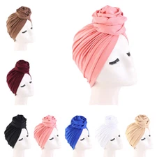 Women Hijab Muslim Chemo Cap Strech Turban Cancer Bonnet Flower Knot Hat Arab