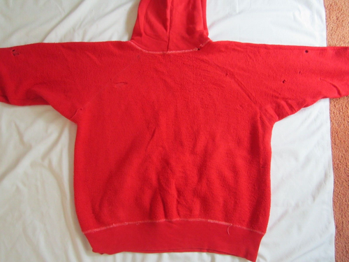 VINTAGE HOODIE Faded SWEATSHIRT 1950s Rockabilly DISTRESS Sz L Double Hood - Picture 15 of 17