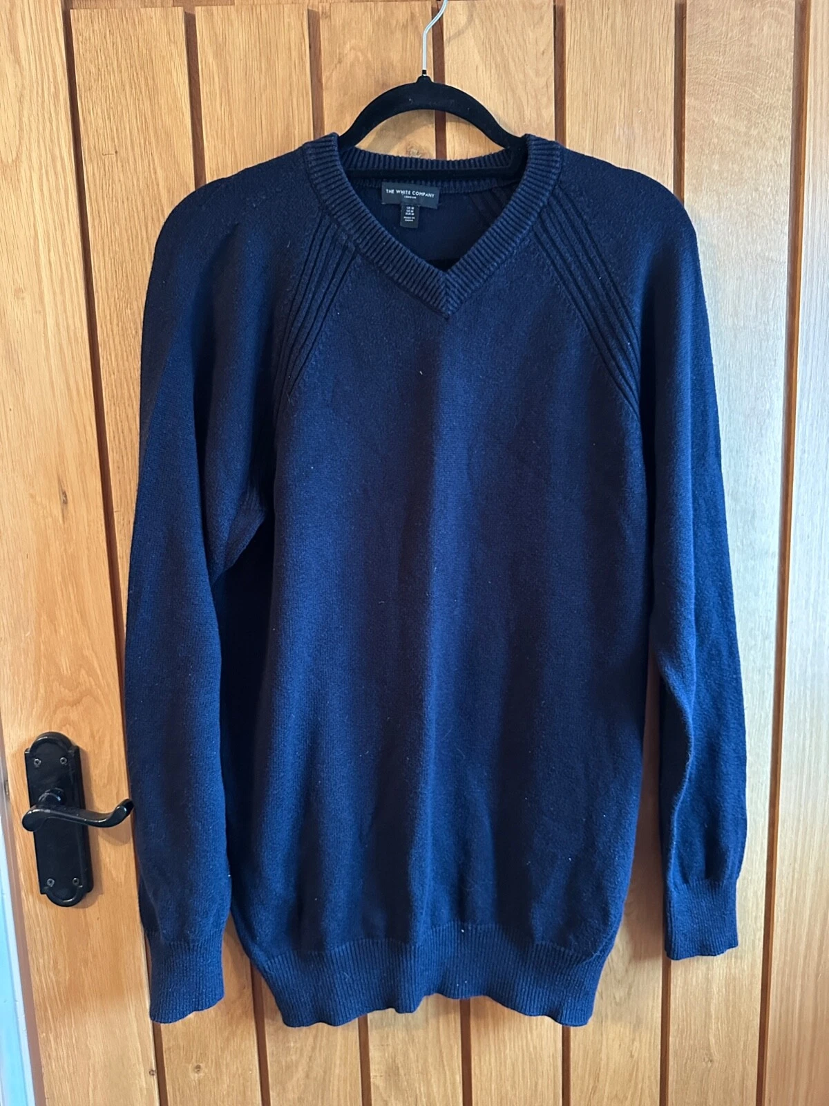 THE WHITE COMPANY Navy Blue Jumper Sweater Size M Medium Merino Wool Mens Knit