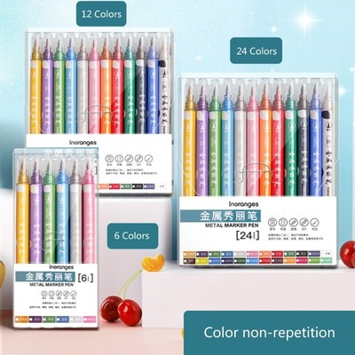 Double ended Glitter Marker Pen Metallic Markers for Scrapbooking, Painting,