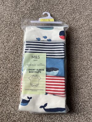 Marks and Spencer M&S Baby Boys Nautical Vests Bodysuits pack up