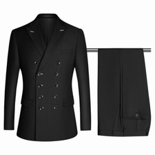 Men's Double Breasted Wedding Suit Blazer Jacket Pants Slim Fit Tuxedos 2PCS New