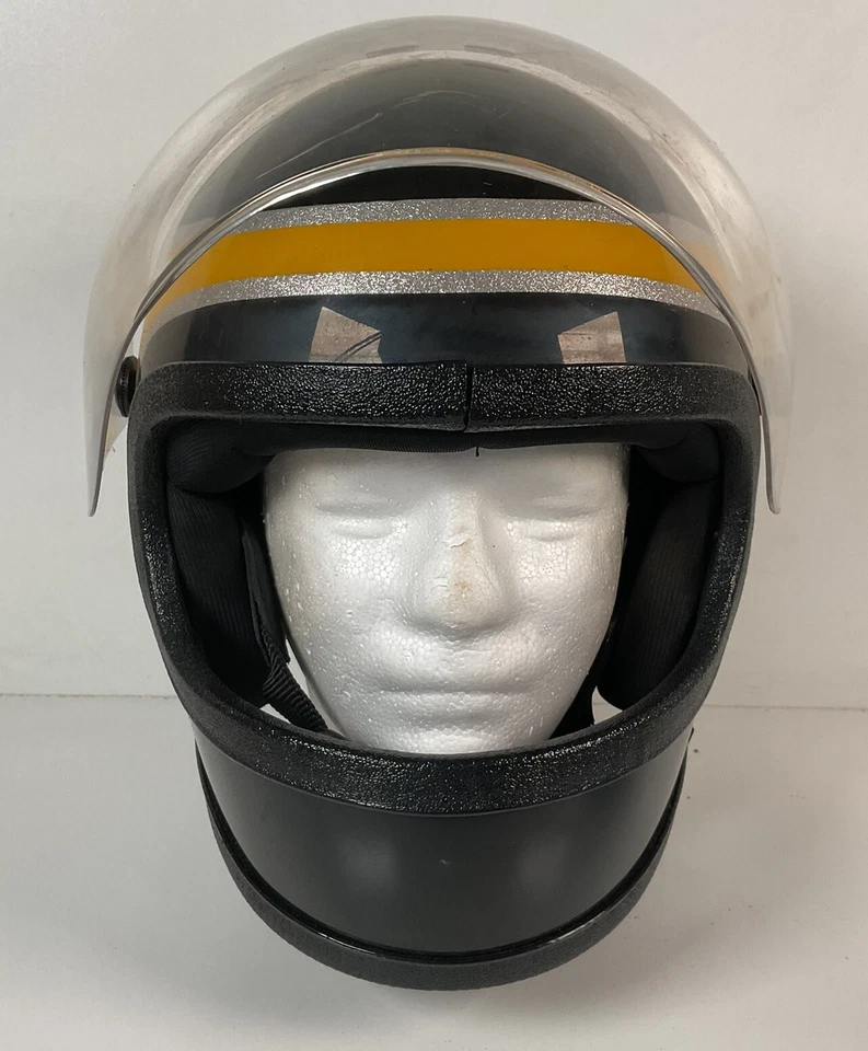 Vintage 1970s Ski-Doo Full Face Snowmobile Helmet Medium USA Made Silver Flake - Image 4 of 4