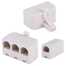 2+1Pack 2Pcs Phone Jack Splitter RJ11 6P4C Male to Females and 1Pc Phone Line Co