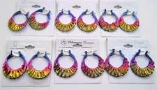 lot of 6/12 pcs rainbow color twisted unique style hoop fahsion jewelry earrings