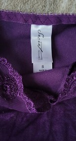 Vintage Purple Velvet & Lace Crop Cami & String Bikini Panty Set Size Small