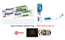Signal Toothpaste Herbal+Strong Teeth (160g)+ Free Toothbrush = Free Shipping