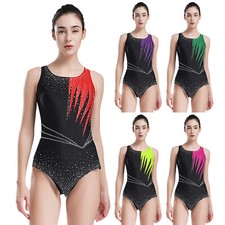 Women Jumpsuit Competition Leotard Performance Bodysuit Sleeveless Dancewear