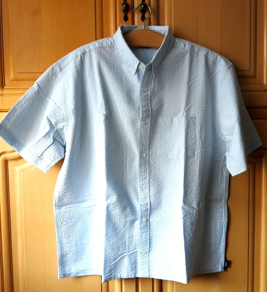 hellblaues Seersucker Herren Oberhemd Kurzarm, Größe XL von Cotton TRADERS - Bild 2 von 4