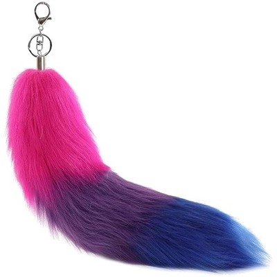 Furry fox tail keychain aus Kunstfell, vielseitig, 43 cm