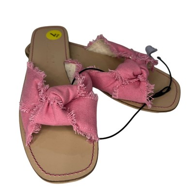 NEW SPLENDID BY ANTHROPOLOGIE Fiamma Leather Sole Knot Pink Flat Sandal Size 7