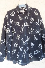 True Grit Sherpa Black Fleece Branding Iron design button up jacket sz M