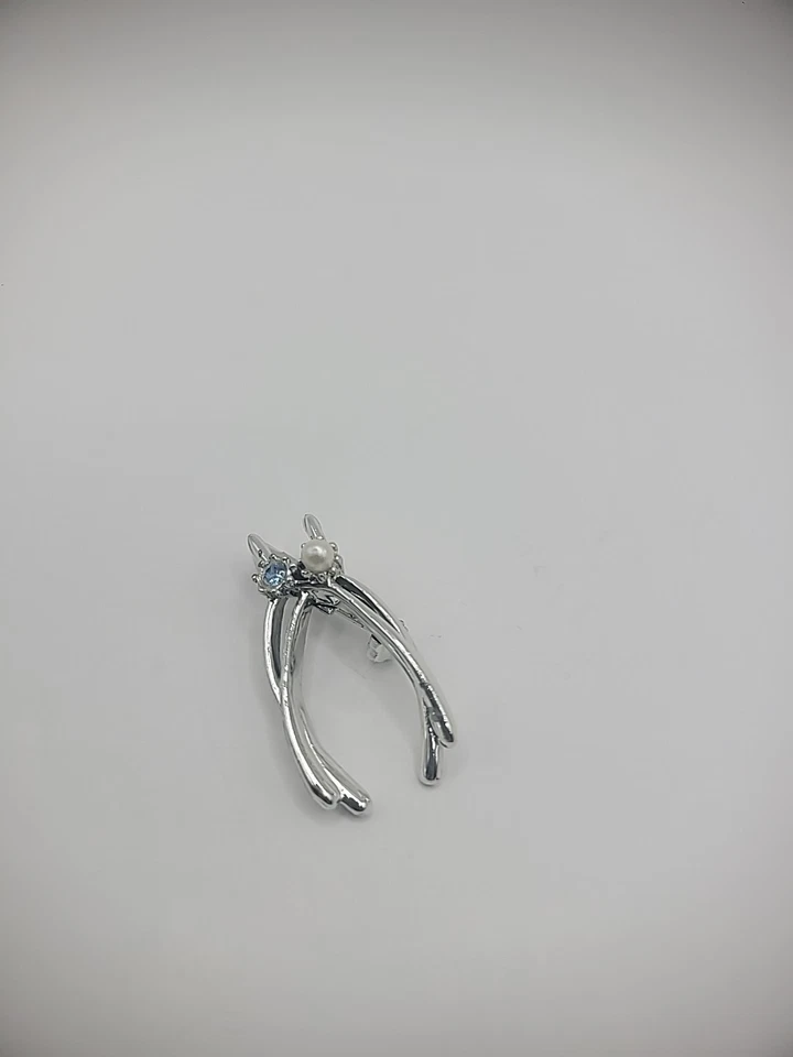 Broche prendedor vintage hueso deseo tono plata púrpura cristal blanco cuentas joyería Foto 4 de 4