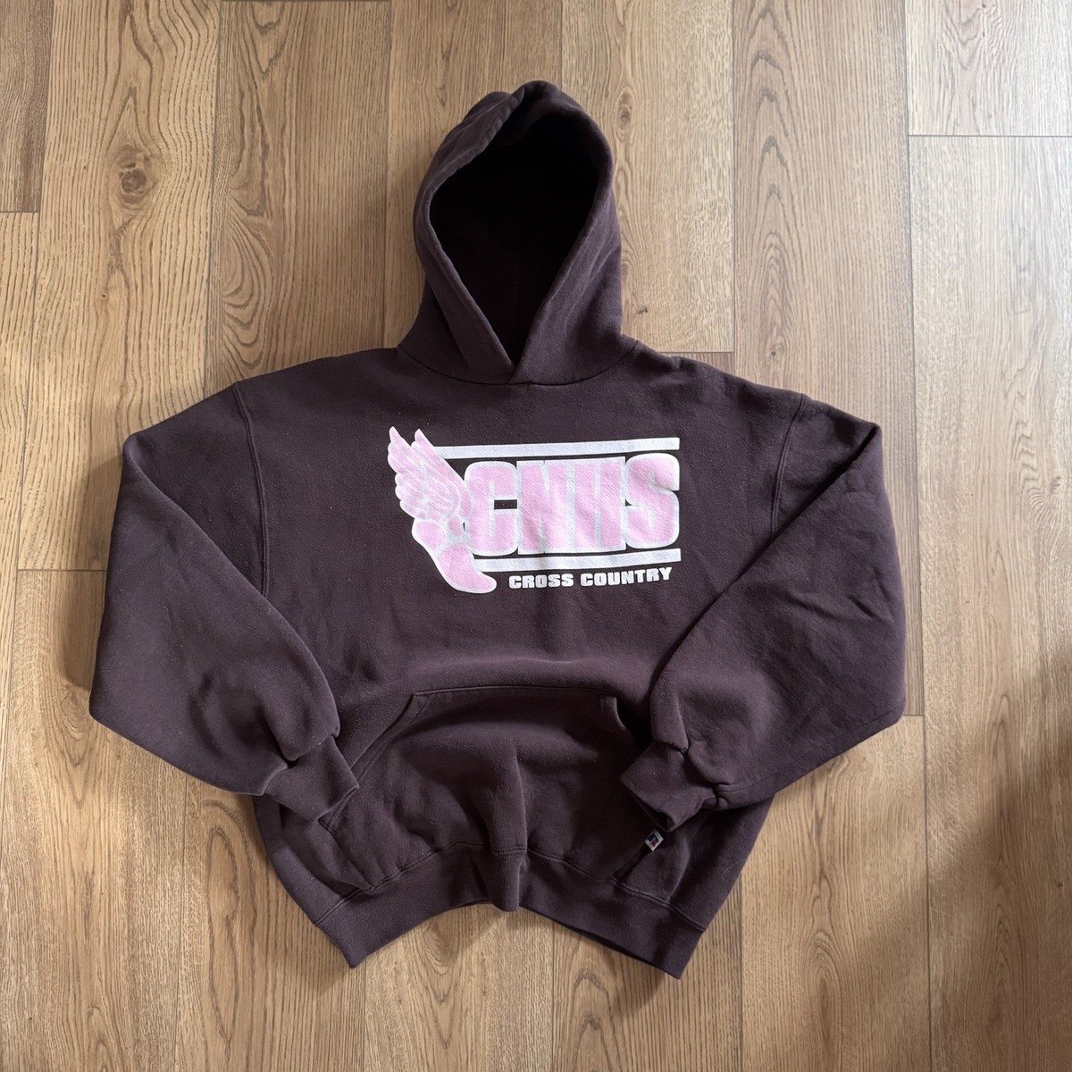 Vintage Russell Athletic Chocolate Brown Mens Large Hoodie Y2K
