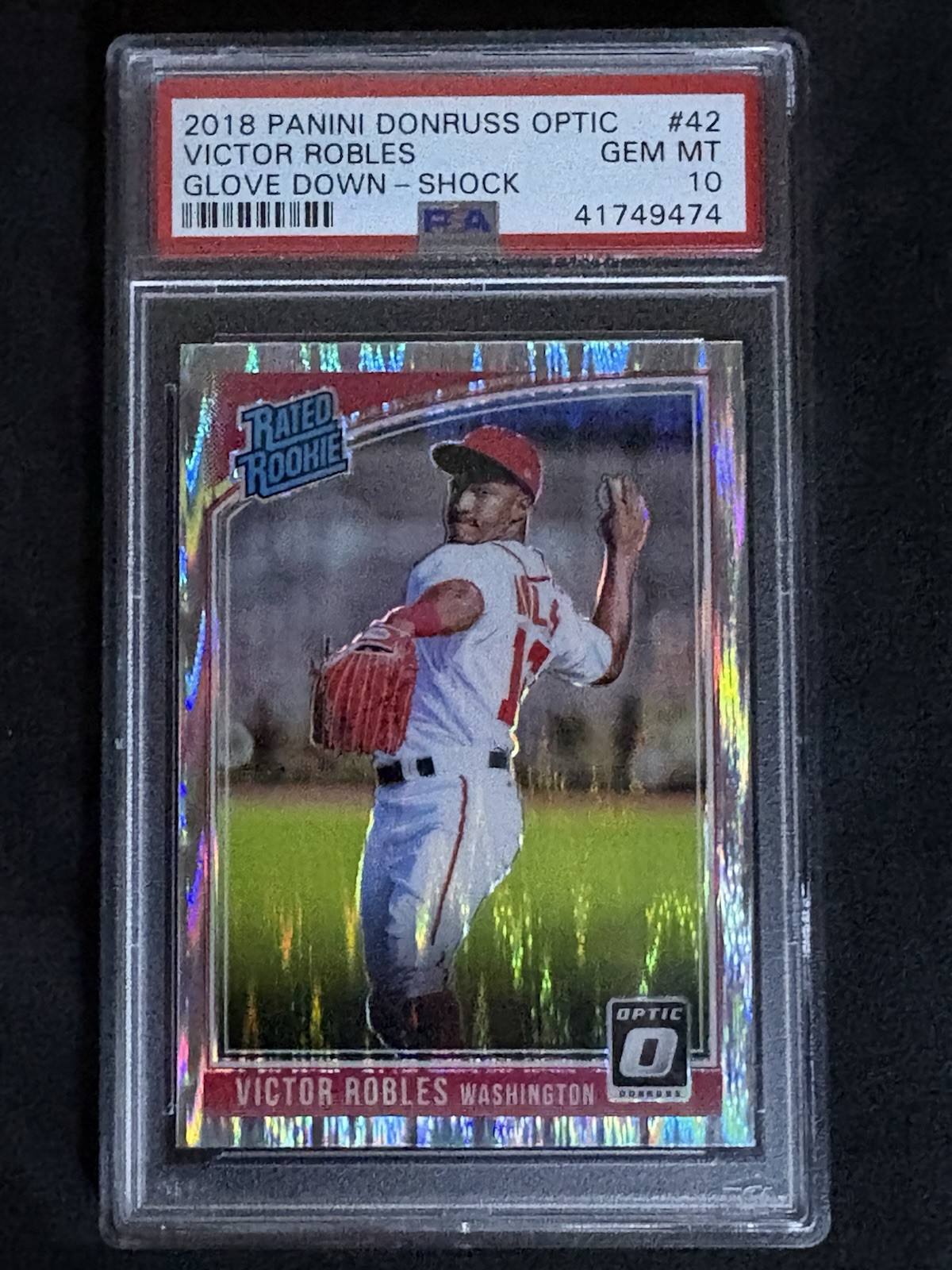 Panini 2018 Donruss Optic Victor Robles Nationals #42 Rated Rookie Shock PSA 10